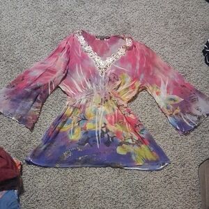 Sienna Rose Multicolor Floral V-Neck Blouse